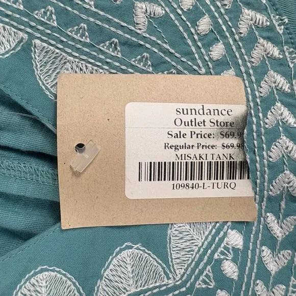 Sundance Teal Embroidered Sleeveless Tank - Picture 5 of 11